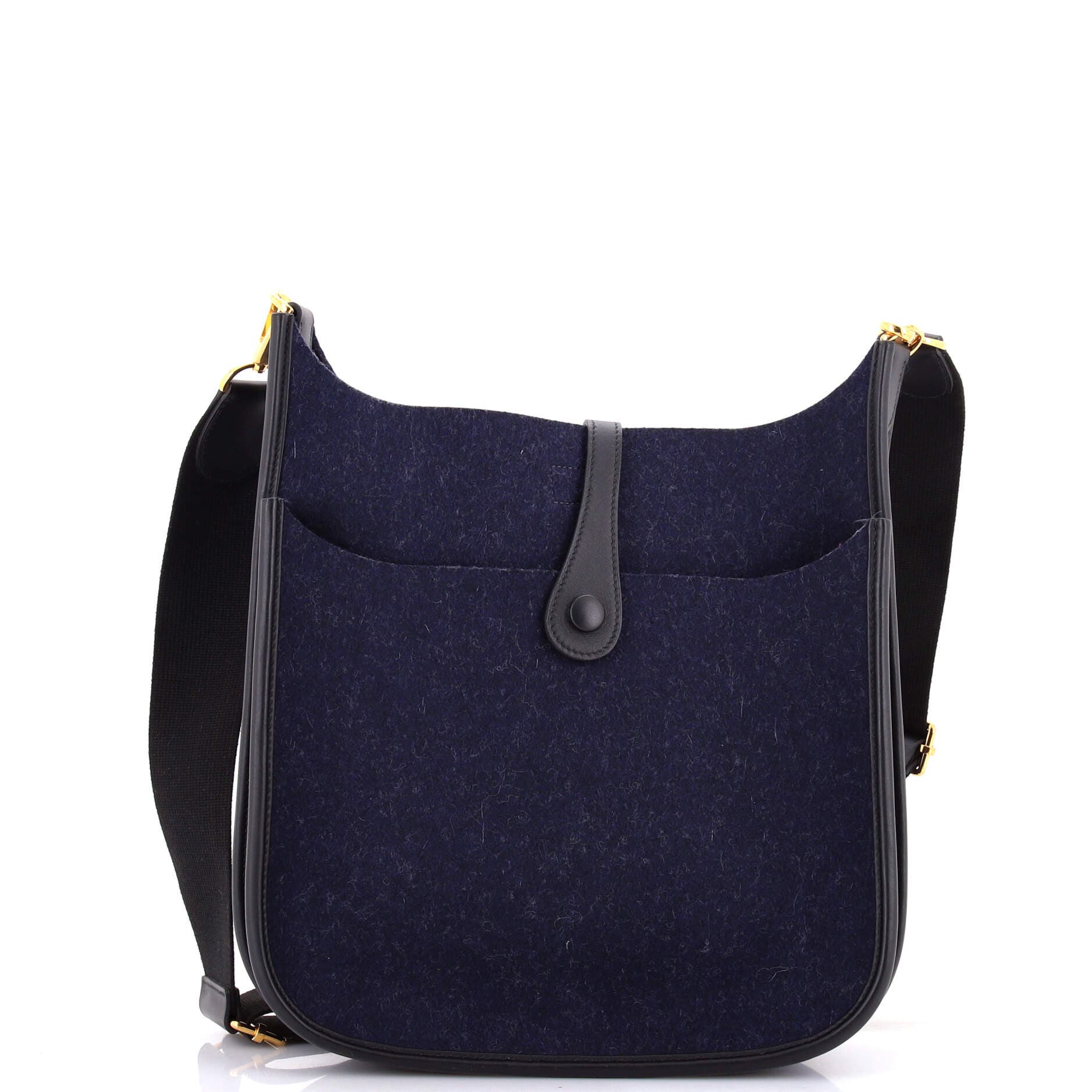Pre-Owned Hermes Evelyne Bag Gen III Felt PM, Alternate, color, Bleu Nuit