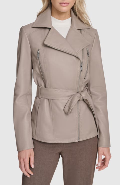 Violet Leather Trench Jacket