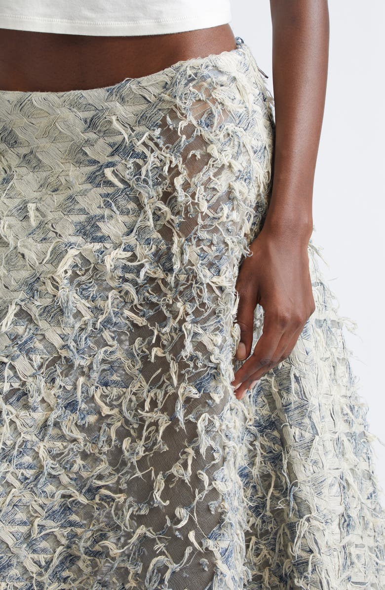 DIESEL<sup>®</sup> De-Annina-Fsh Dévoré Houndstooth Denim Maxi Skirt, Alternate, color, Denim