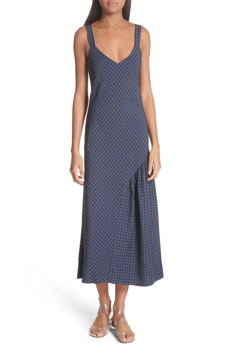 Gingham Slipdress, Main, color, NAVY MULTI