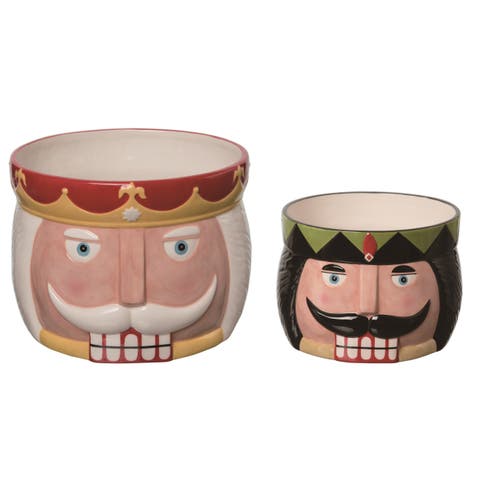 Dolomite Christmas Nutcracker Snack Bowls Set of 2