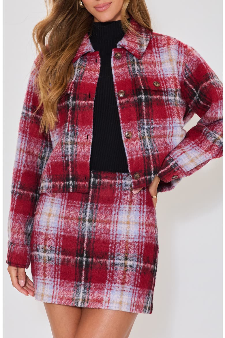 Margaret Plaid Crop Shirt Jacket, Alternate, color, BURGUNDY MULTI
