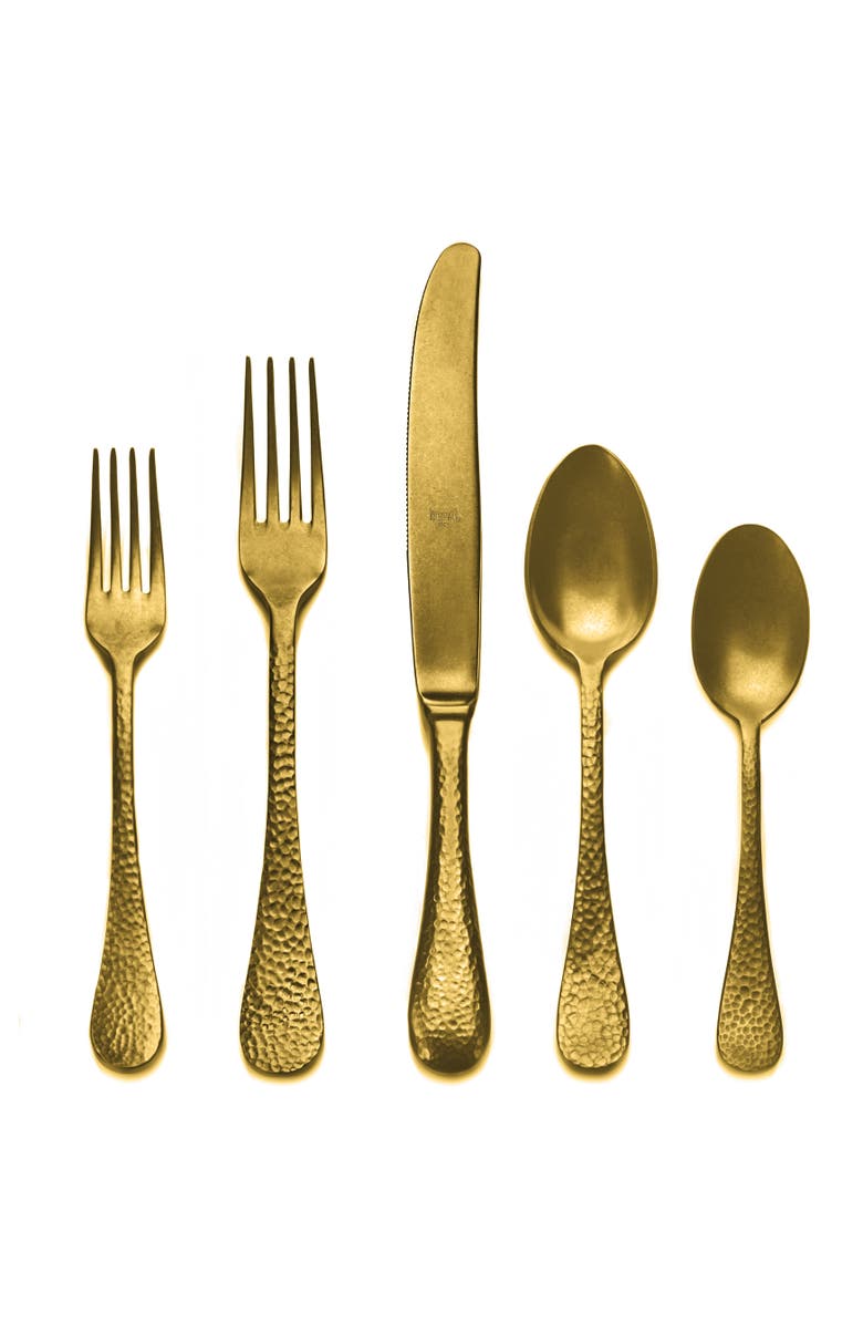 Mepra Epoque Pewter Gold Flatware Set - 5 Pieces, Main, color, Pewter Gold