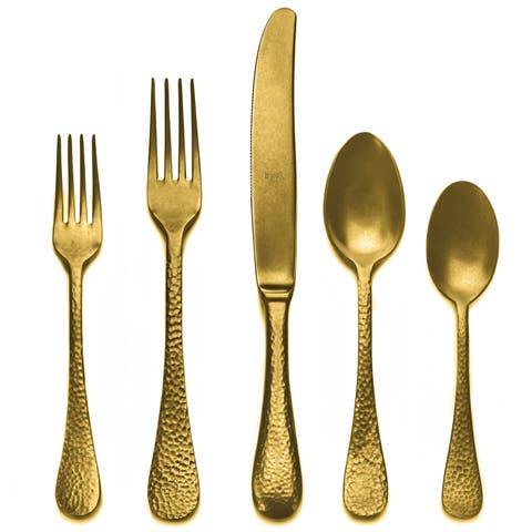 Epoque Pewter Gold Flatware  Set - 5 Pieces