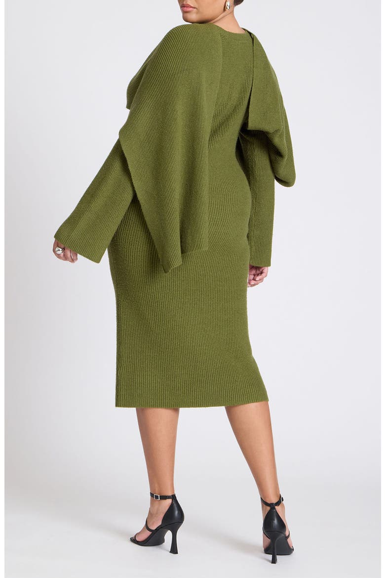 Long Sleeve Sweater Dress with Scarf, Alternate, color, EVERGREEN