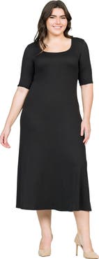 24seven Comfort Apparel Elbow Length Sleeve Maxi Dress