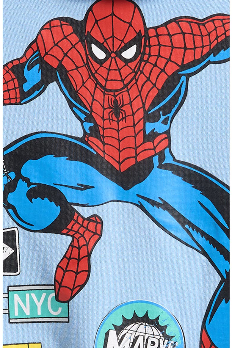 Kids' Spider-Man Spidey Webs in NYC Fleece Graphic Hoodie, Alternate, color, BLUE