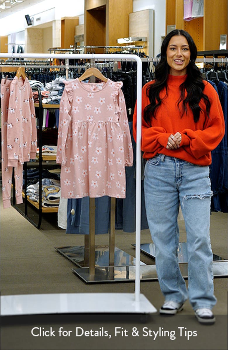 Kids' Pixel Daisies Stretch Organic Cotton Dress, sales video thumbnail