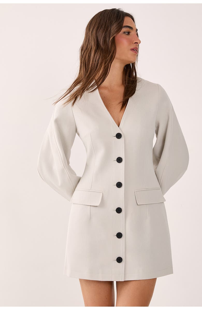 NASTY GAL Button Through Mini Blazer Dress, Main, color, Ecru