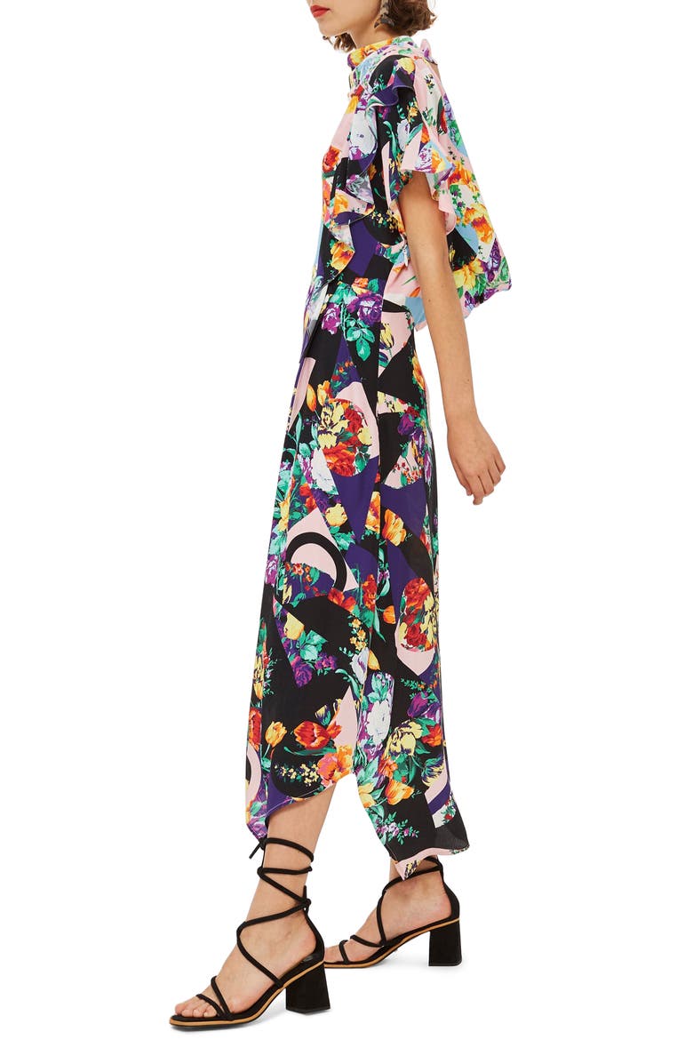 Cowl Back Midi Dress, Alternate, color, PINK MULTI
