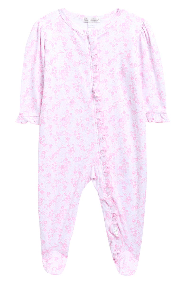 Kissy Kissy Pima Cotton Zip Footie, Main, color, Pink