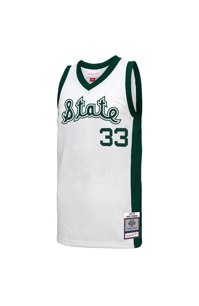 Mitchell & Ness Men's Mitchell & Ness Magic Johnson White Michigan State Spartans 1978 Swingman Throwback Jersey, Alternate, color, White