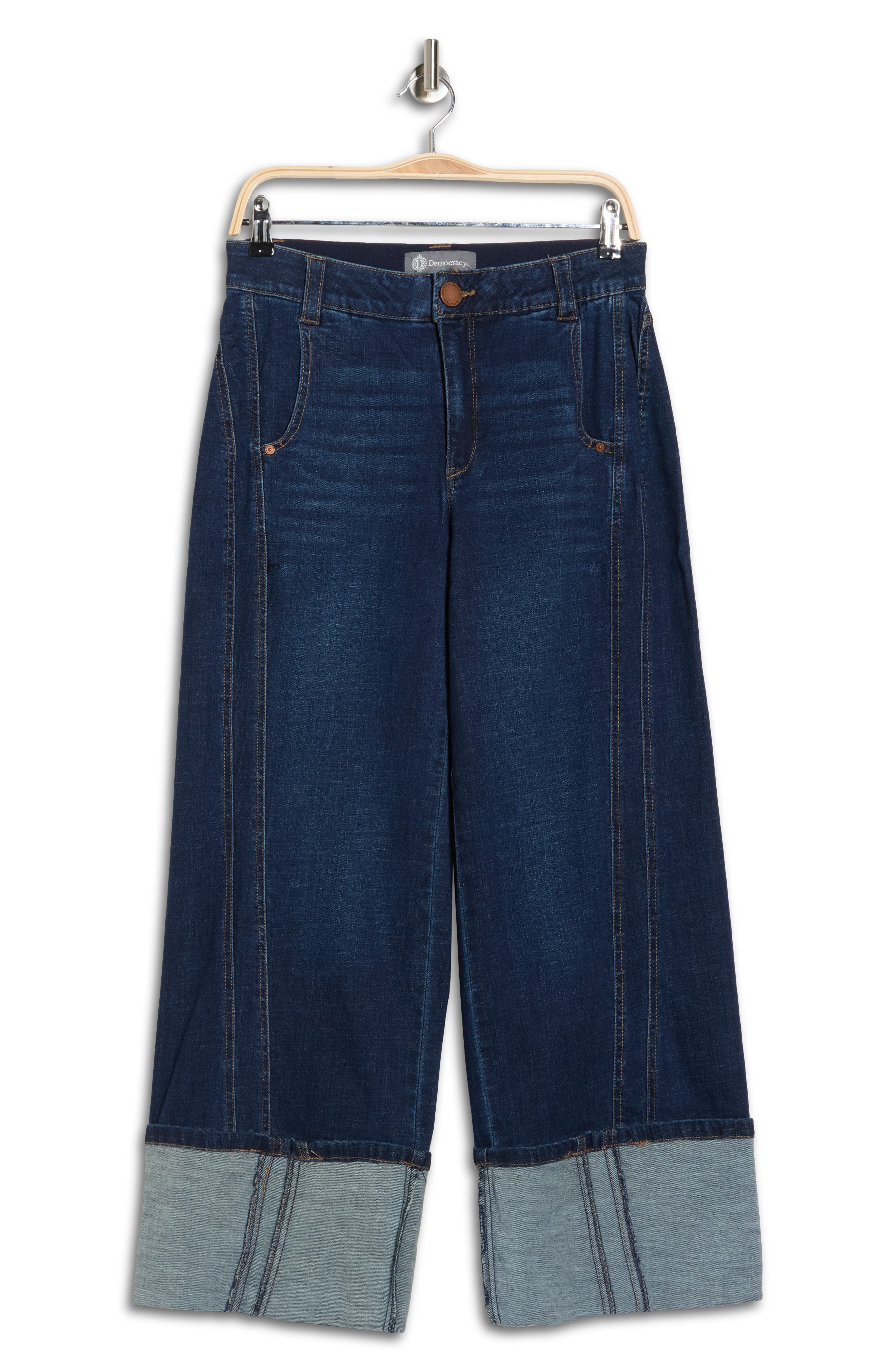 Cuffed Crop Wide Leg Jeans