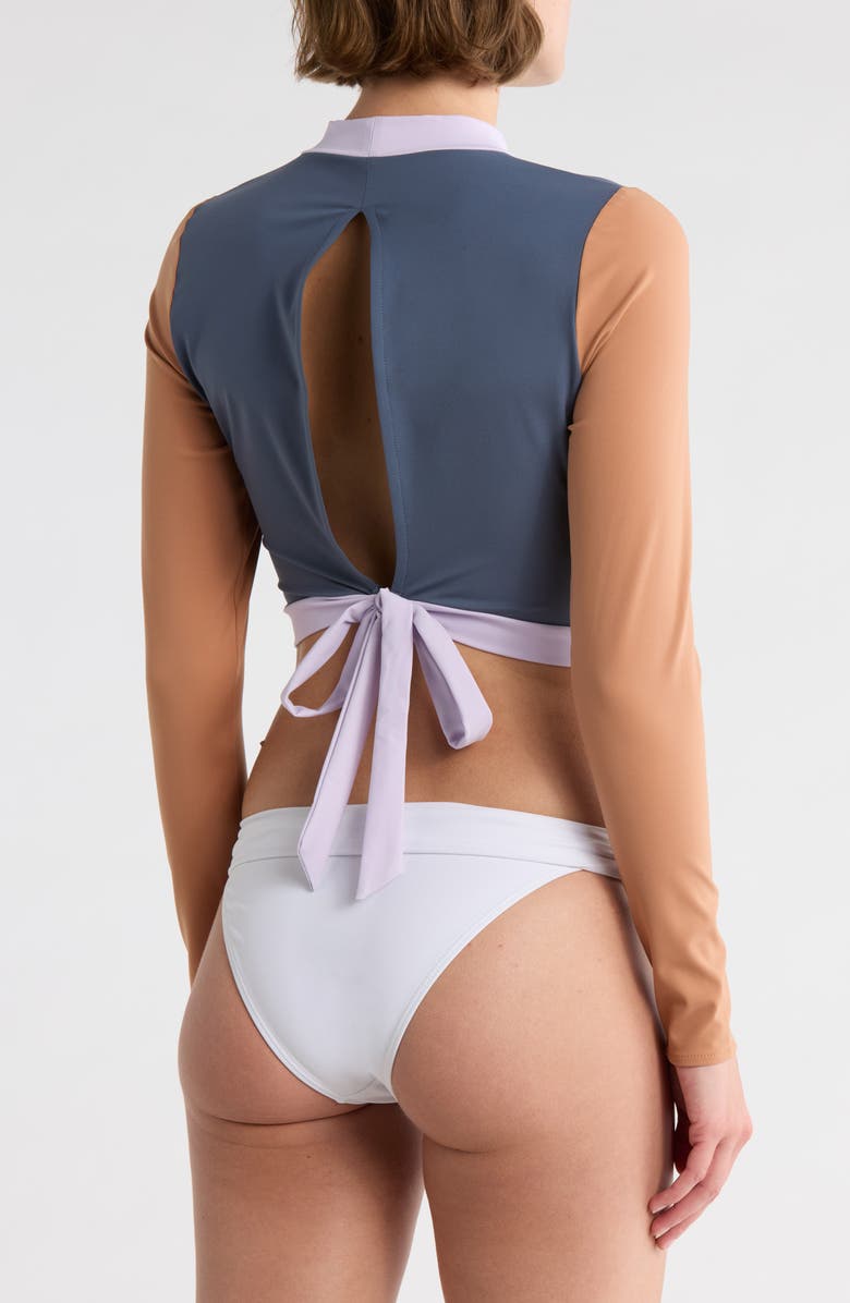 Vitamin A<sup>®</sup> Cleo Long Sleeve Crop Rashguard, Alternate, color, Grey Pearl