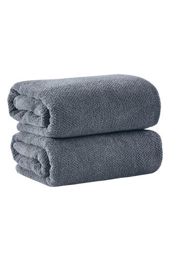 Woven & Weft Cotton 2-pack Oversized Bath Sheet Set In Blue