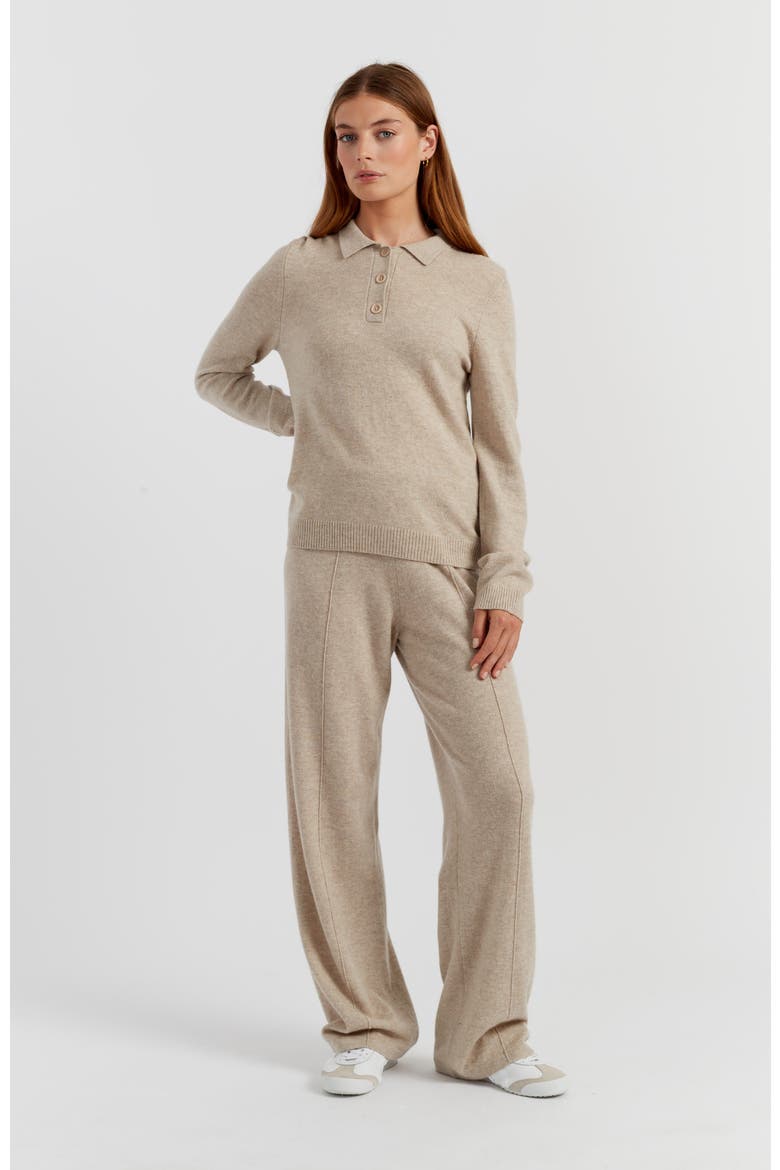 Wool Cashmere Polo Sweater, Alternate, color, Soft Oat