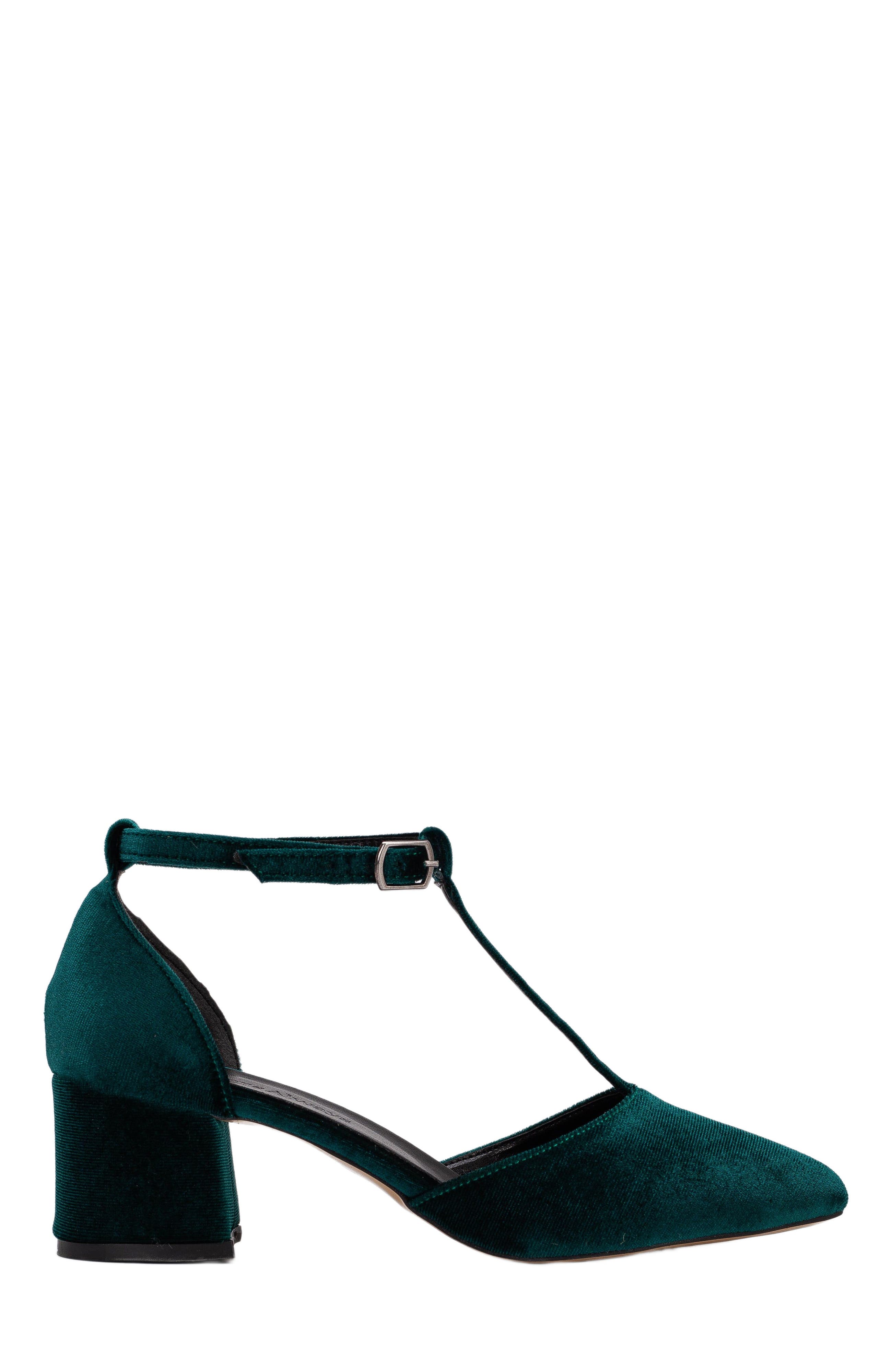 Forever & Always Shoes Anicette Velvet Mary Jane Heels, Main, color, Emerald Green