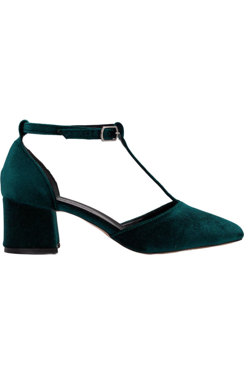 Forever & Always Shoes Anicette Velvet Mary Jane Heels, Main, color, Emerald Green