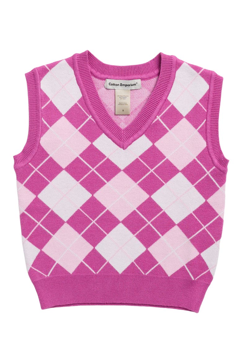 Kids' Argyle Vest, Main, color, BERRY