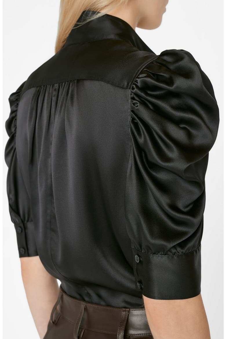 Gillian Silk Button-Up Shirt, Alternate, color, NOIR