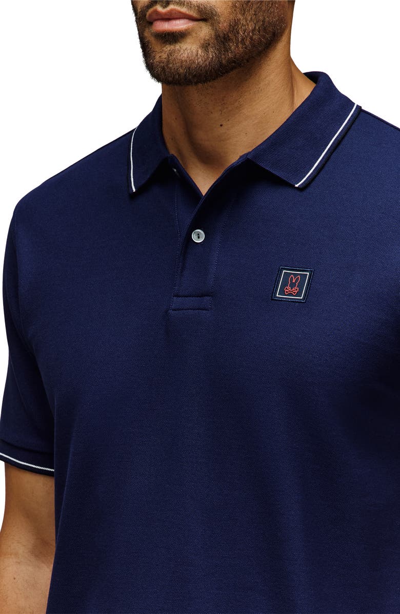 Psycho Bunny Joseph Tipped Pima Cotton Piqué Polo, Alternate, color, Evening Blue