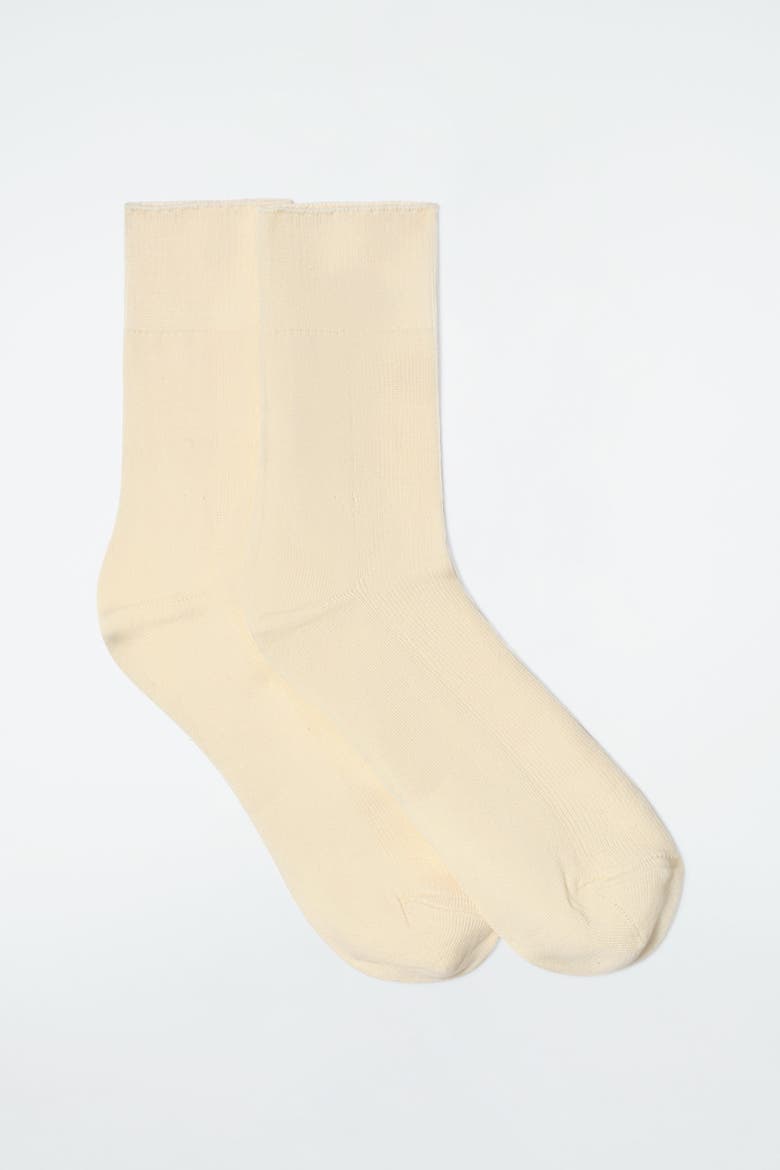 2-Pack Ribbed Panel Socks, Main, color, CREAM