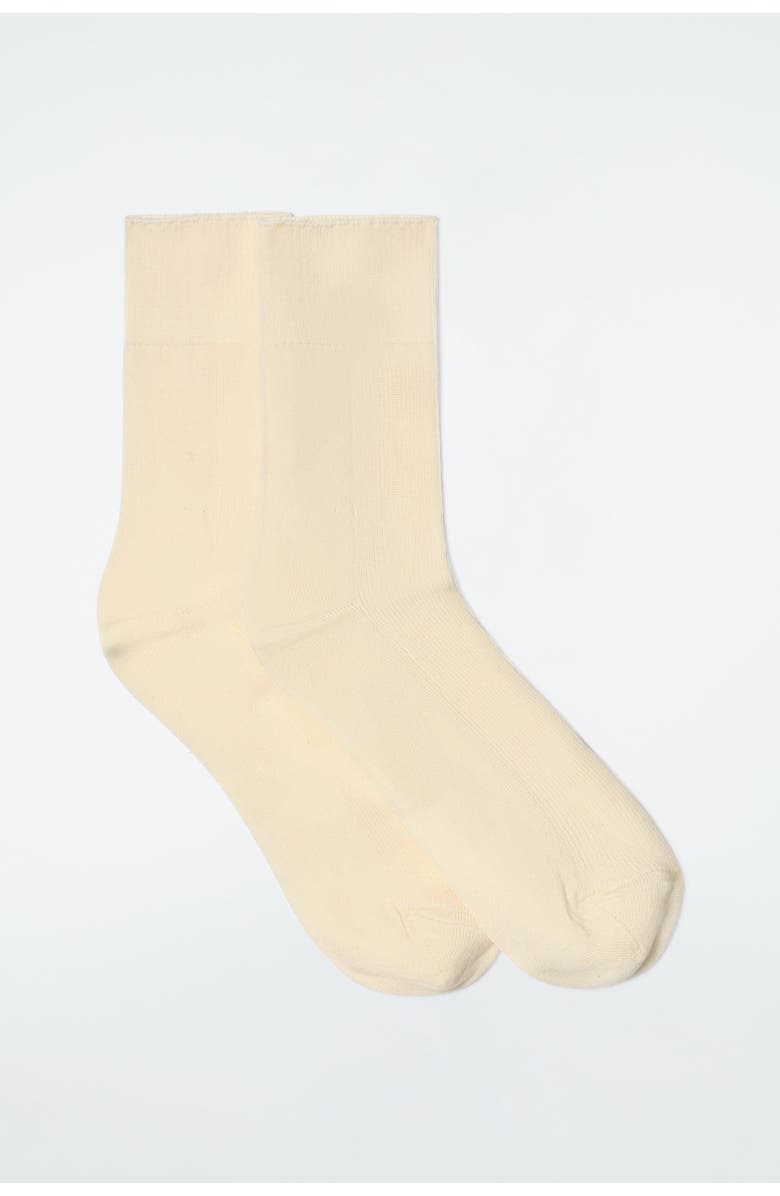 COS 2-Pack Ribbed Panel Socks, Main, color, Cream