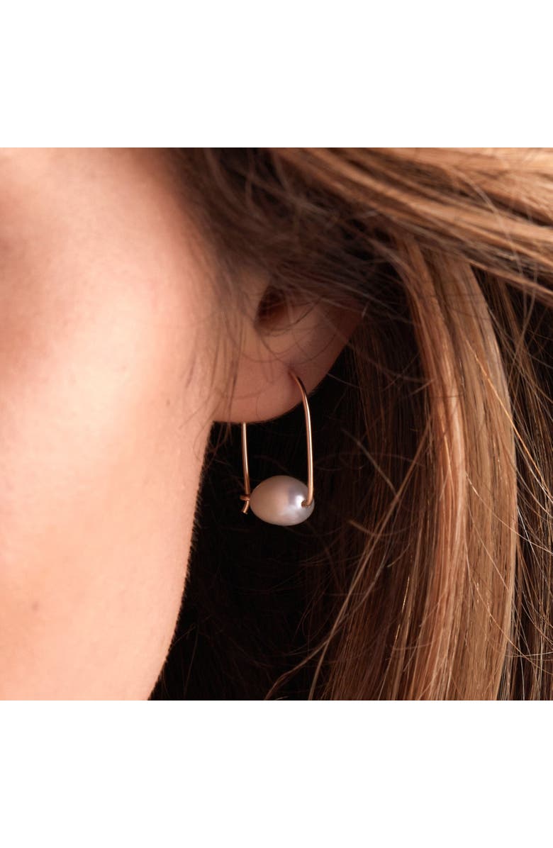 Sara Patino Floating Pearl Small Hoop Earrings, Alternate, color, Gold