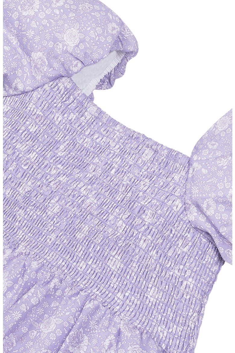 Girls' Organic Smocked Bubble Sleeve Dress, Toddler, Alternate, color, Lavender Field Floral