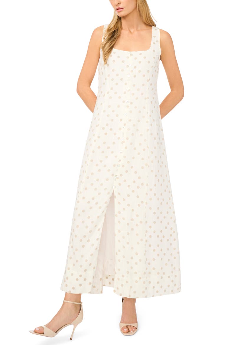 Polka Dot Sleeveless Dress, Main, color, CLAY