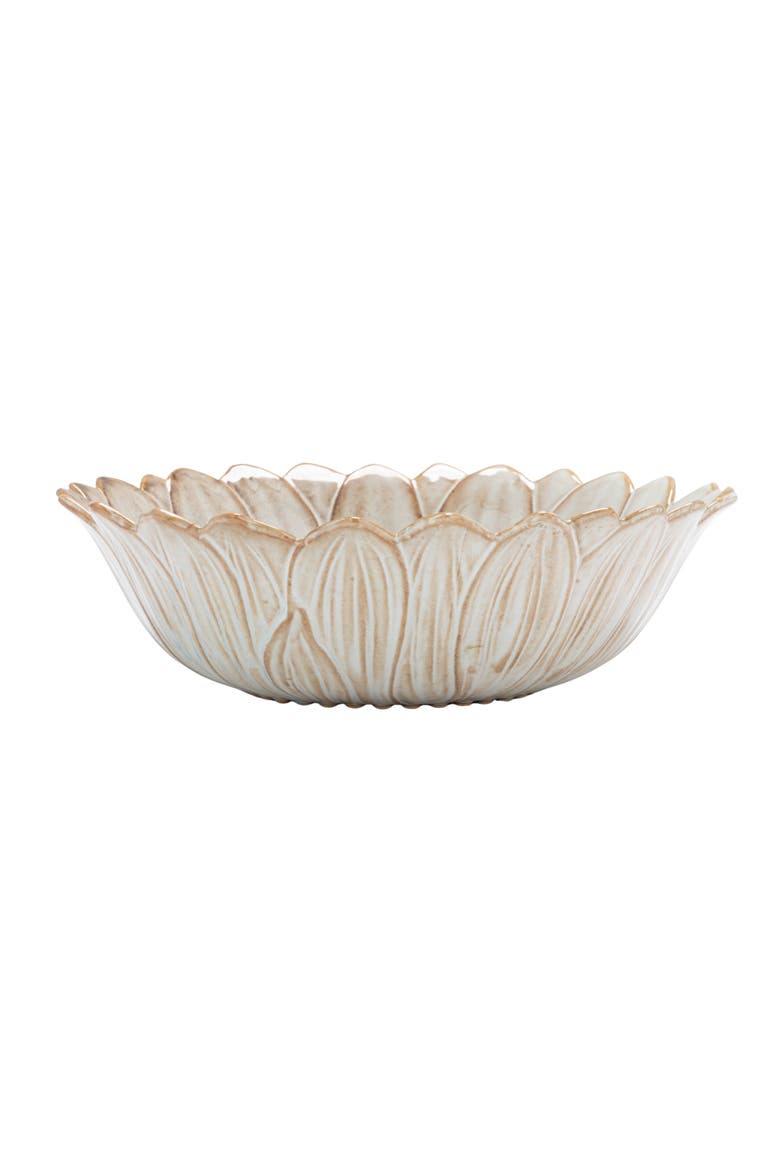 Flower Shaped Bowl in Reactive Glaze, Alternate, color, White