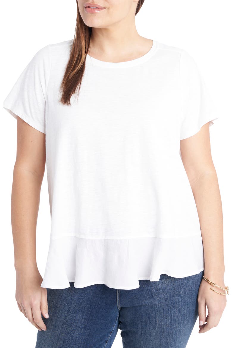 Mixed Media Knit & Woven Top, Main, color, NEW IVORY