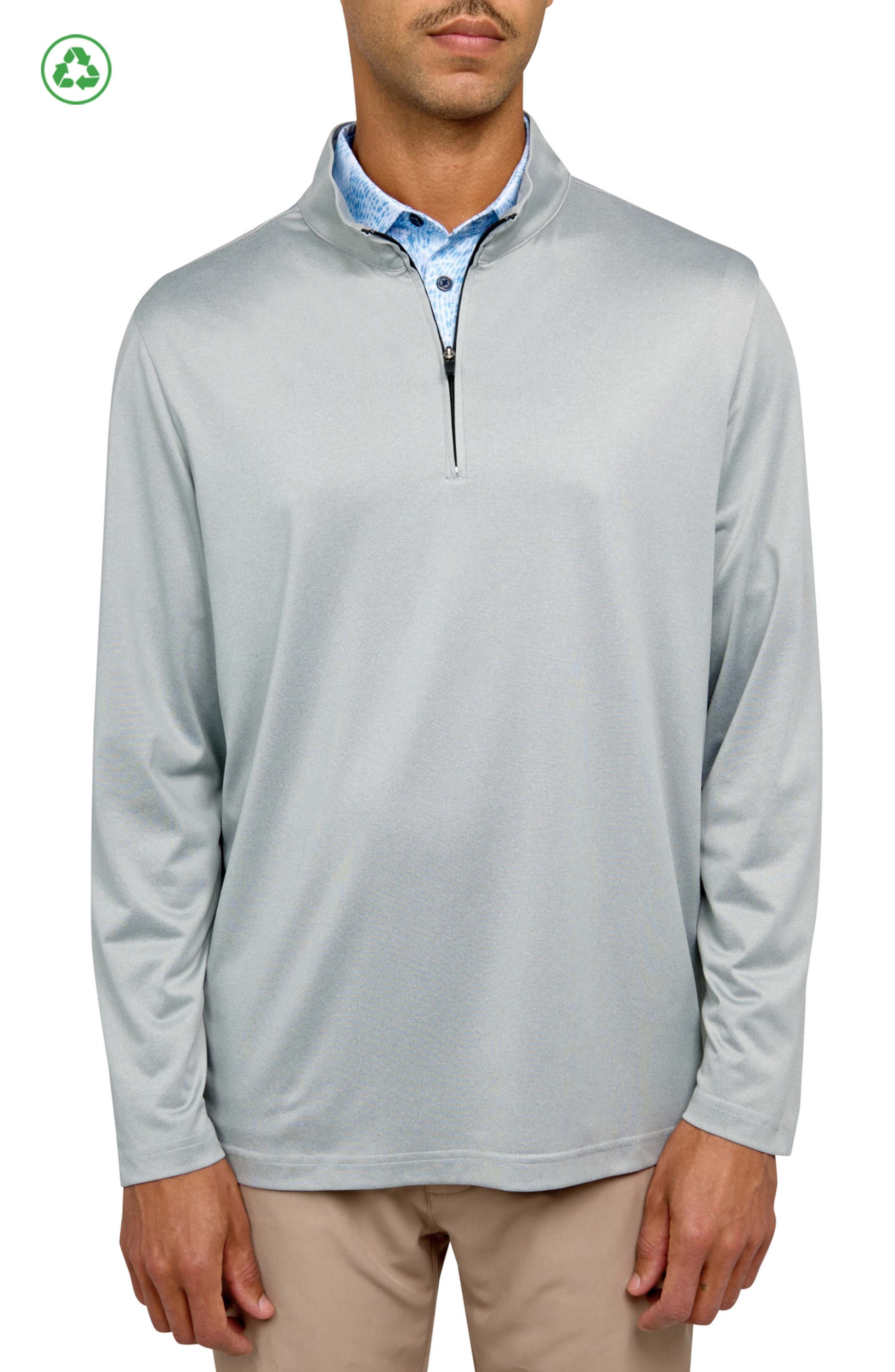 Regular Fit Melange Recycled Performance Quarter Zip