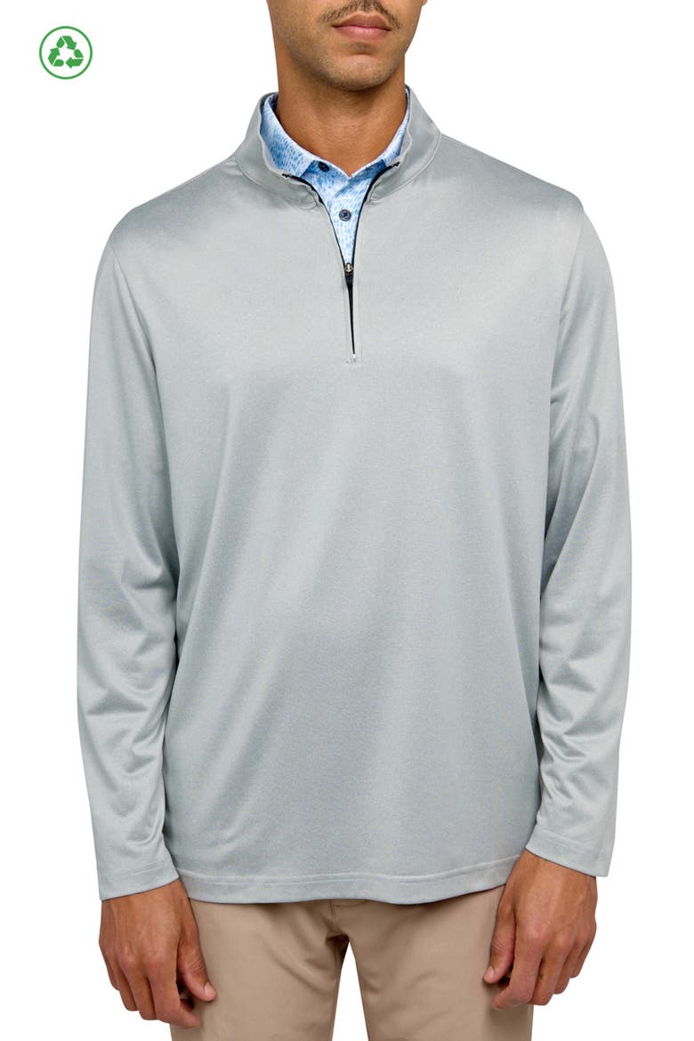 Regular Fit Melange Recycled Performance Quarter Zip, Main, color, BLACK/TAUPE
