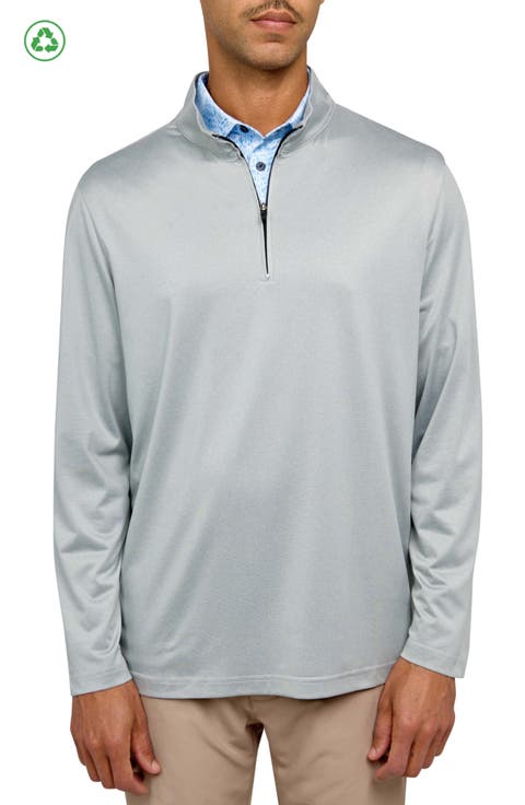 Regular Fit Melange Recycled Performance Quarter Zip