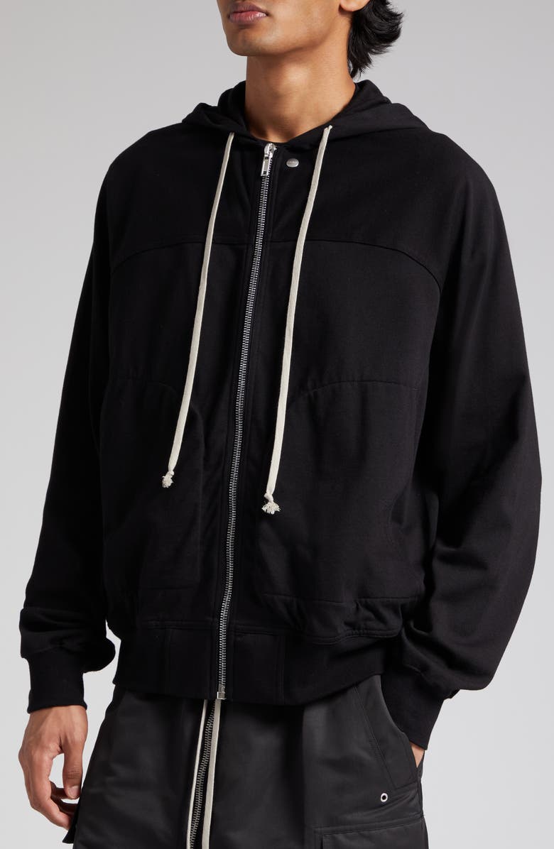 Rick Owens Oversize Cotton Zip Hoodie, Alternate, color,