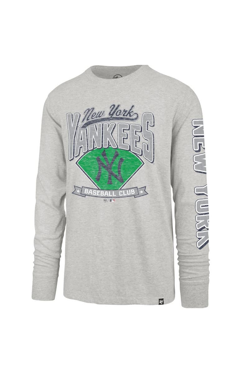'47 Men's '47 Gray New York Yankees Fair Ball Franklin Long Sleeve T-Shirt, Alternate, color,