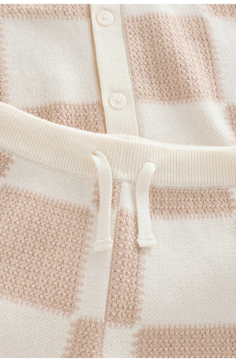 NEXT Kids' Checkerboard Knit Button Shirt & Shorts Set, Alternate, color, Neutral