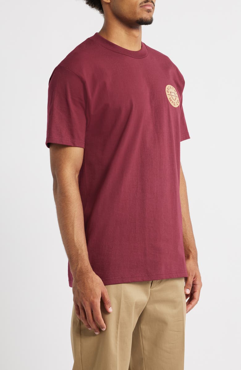 Brixton Crest Cotton Graphic T-Shirt, Alternate, color, Burgandy/ Tobacco/ Sand