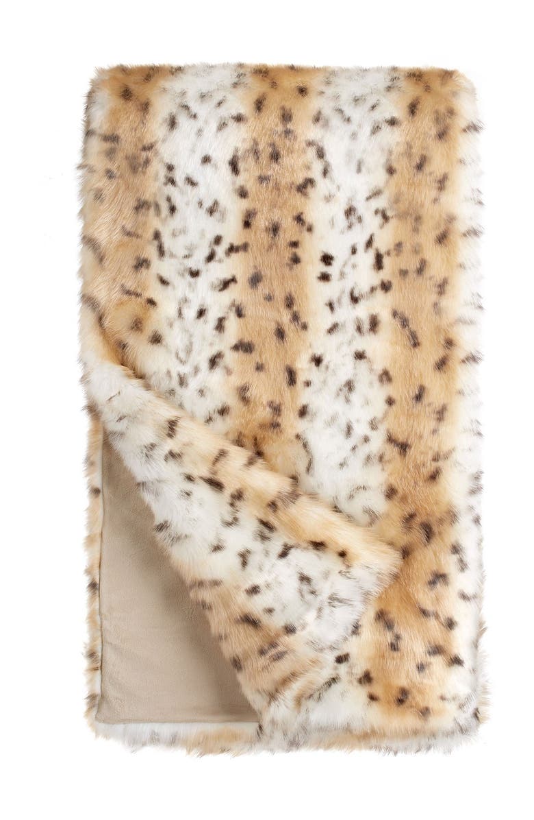 DONNA SALYERS FABULOUS FURS Snow Leopard Faux Fur Throw - 60" x 60", Main, color,