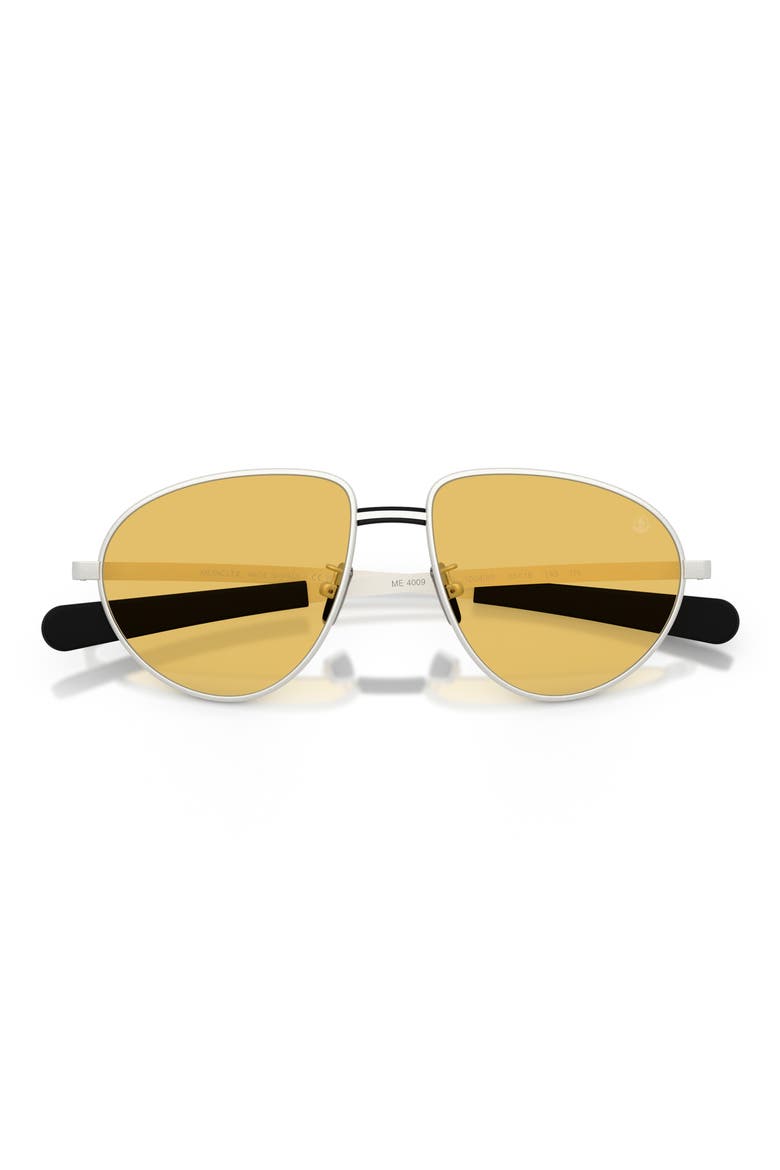 55mm Pilot Sunglasses, Alternate, color, MATTE SILVER / SOLID YELLOW