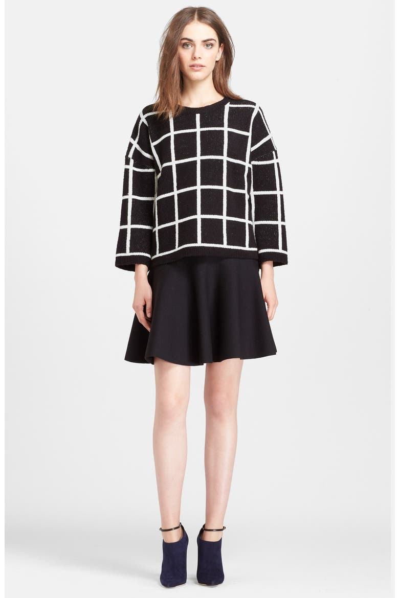 Windowpane Check Sweater, Main, color, BLACK