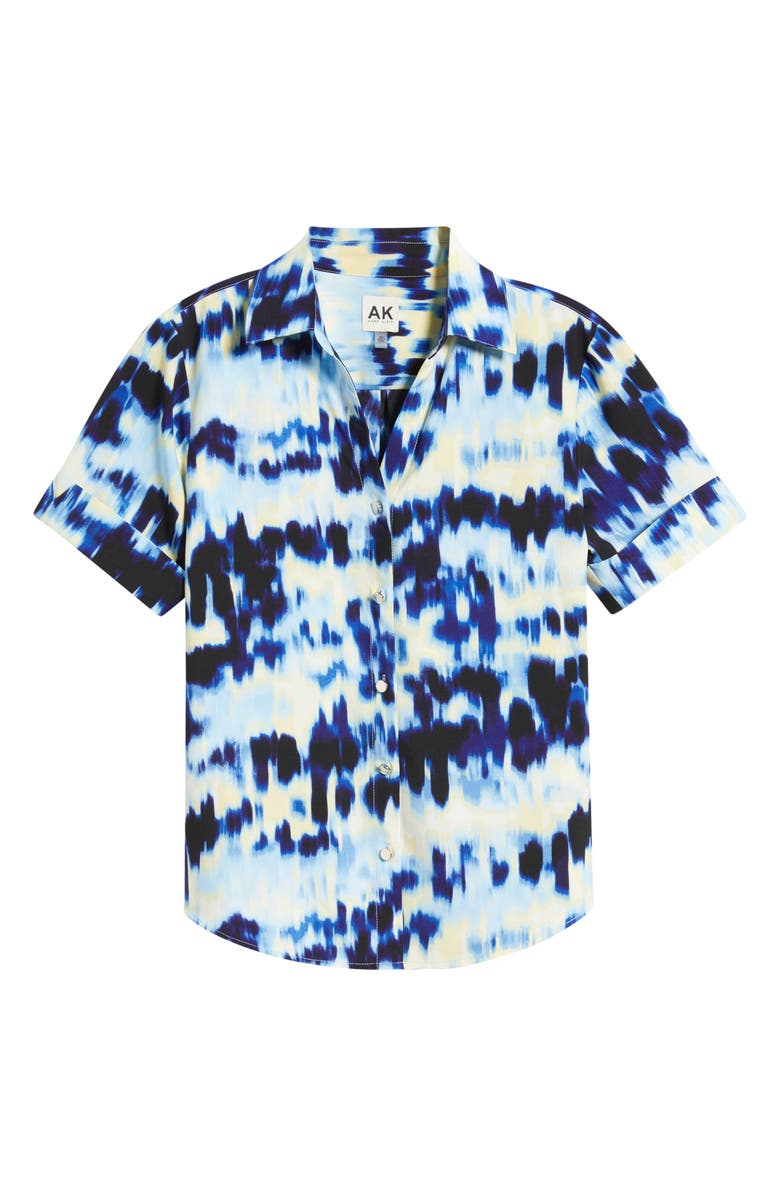 AK ANNE KLEIN Crepe Button-Up Shirt, Alternate, color, Lakeshore Multi