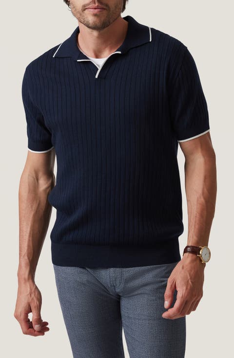 Rib Short Sleeve Polo Sweater