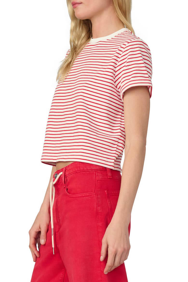 The Boxy Crop T-Shirt, Alternate, color, WHITE/ CHERRY RED STRIPE
