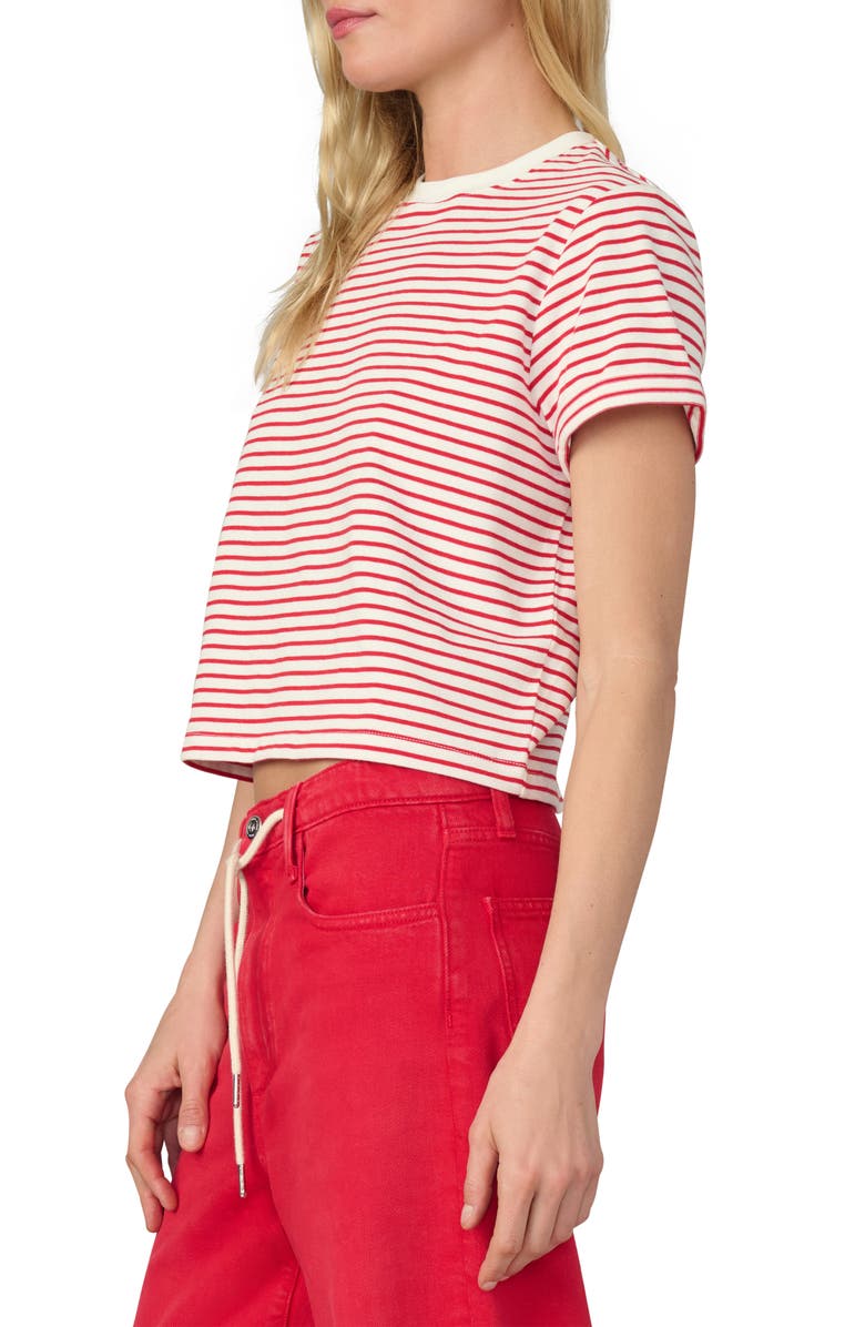 Joe's The Boxy Crop T-Shirt, Alternate, color, White/ Cherry Red Stripe