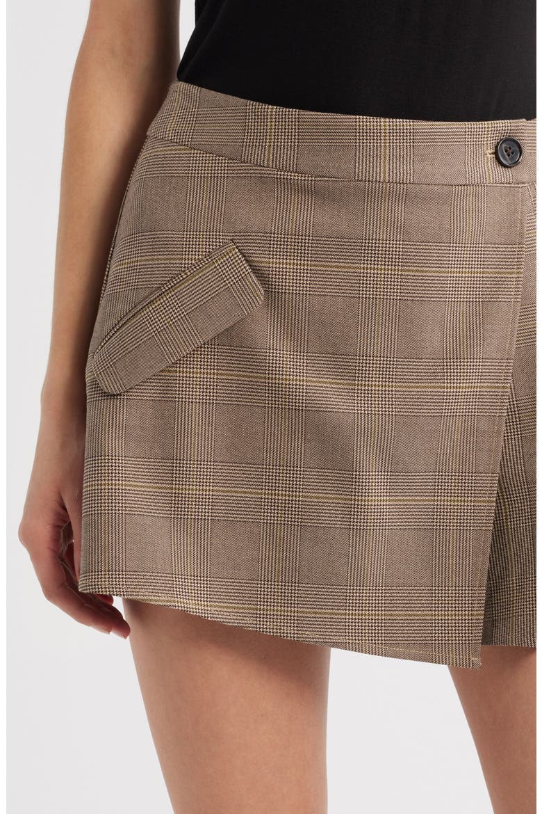 Adriana Asymmetrical Pleated Miniskirt, Alternate, color, MAPLE CHECK