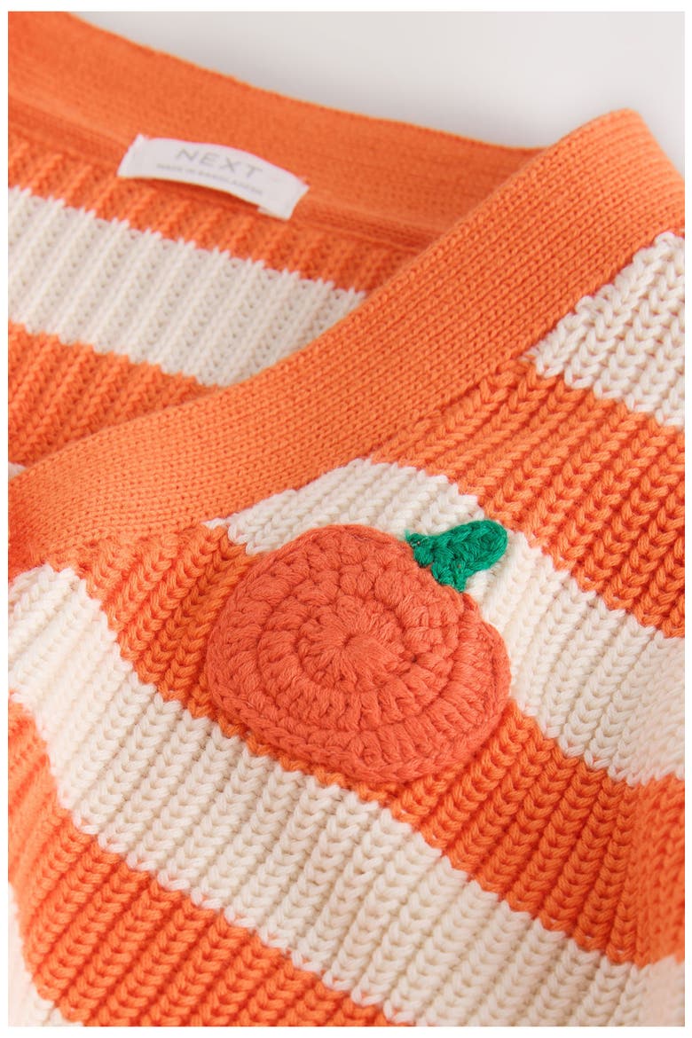 Kids' Pumpkin Club Cotton Knit Cardigan, Alternate, color, ORANGE