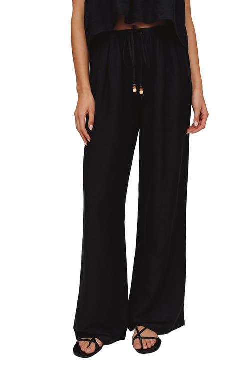 Bella Dahl Beaded Drawstring Linen Blend Beach Pants in Black at Nordstrom, Size Large