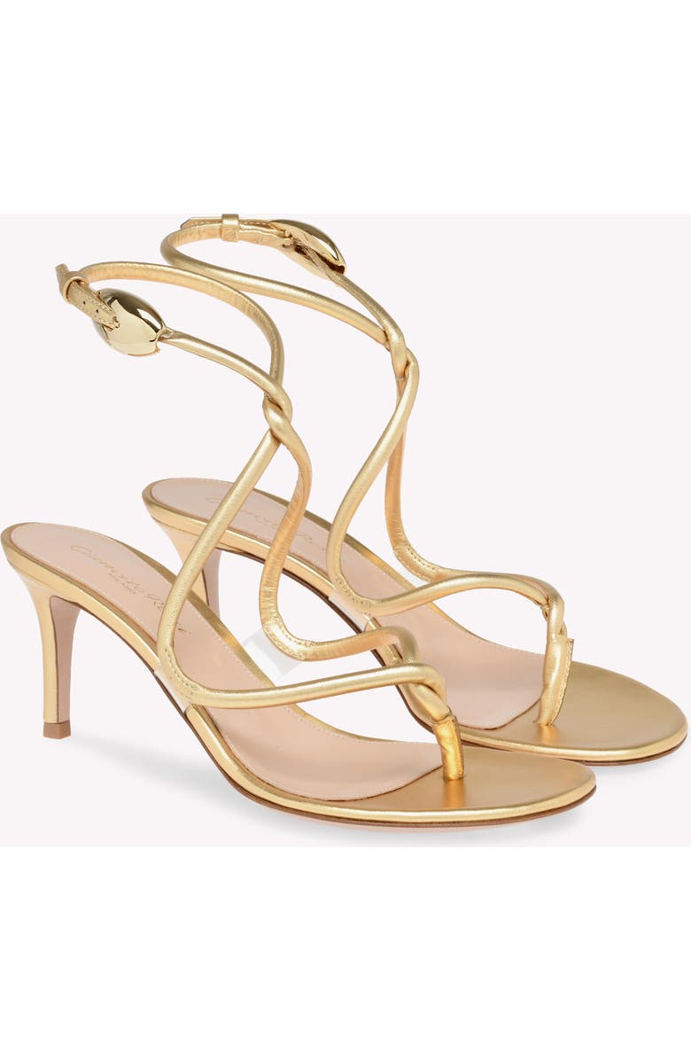 Gianvito Rossi Jungle Mamba 70 Thong, Alternate, color, Gold 95%Nappa+5%Tpu